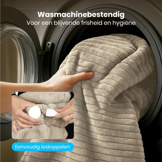 Auronic Elektrische Deken - 160 x 120cm - Warmtedeken - 1 Persoons - 3 Warmtestanden - Pluche - Taupe