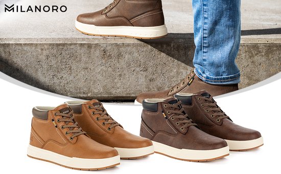 Milanoro - Comfortabele sneakers voor heren - Donkerbruin - Maat 45