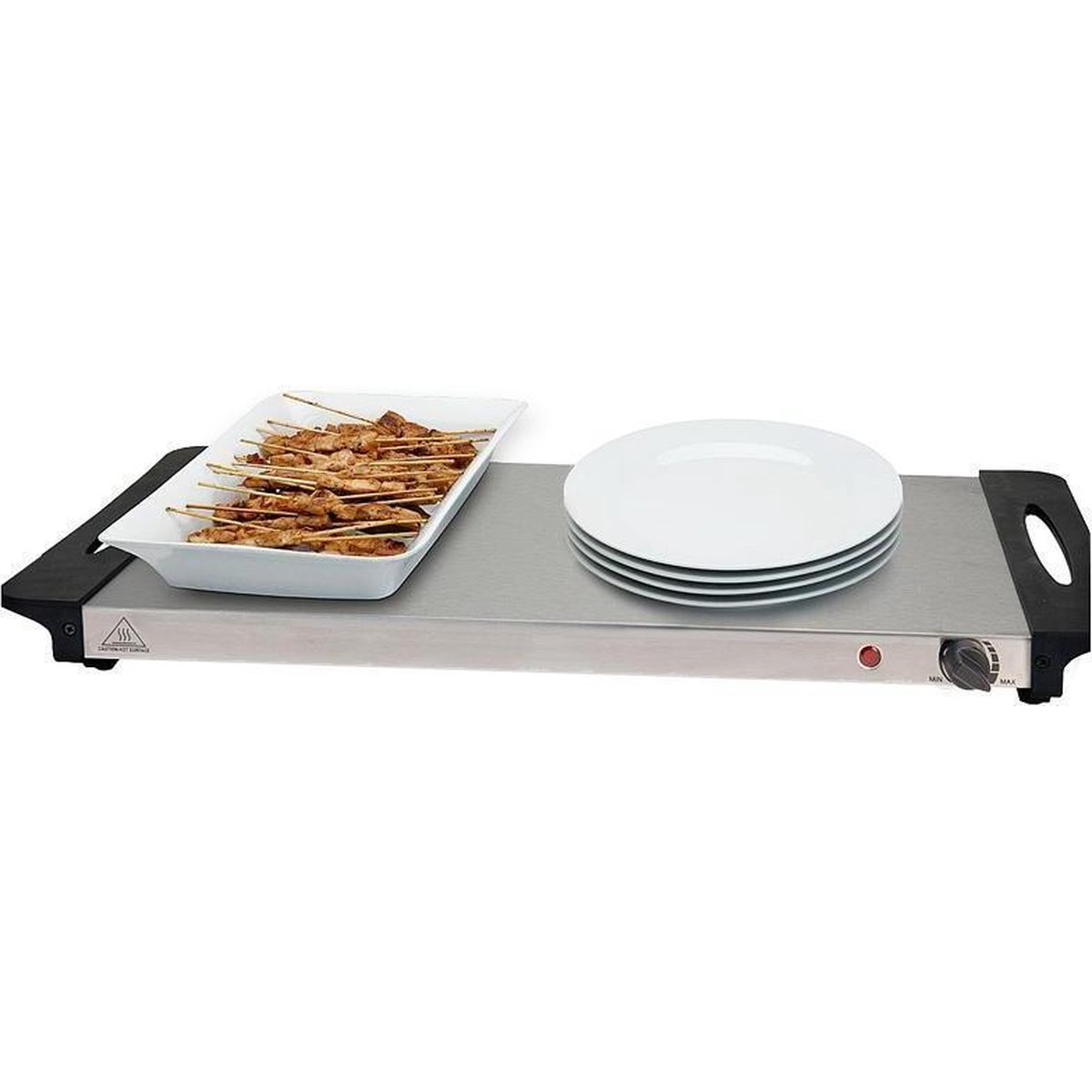 Excellent Electrics - Buffetwarmer Set van 2 - 2-in-1 Warmhoudplaat - 3 RVS Bakken (2L per stuk) - 300W - 53 x 35 cm