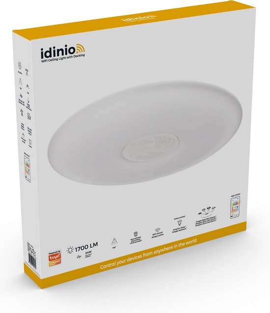 IDINIO WiFi LED Plafondlamp 50 cm – Multicolor – Voor Google Nest / Echo Dot