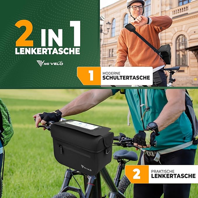 MIVELO – Stuurtas – 100% Waterdicht & Met Telefoonvak – 7 liter – 26 x 21 x 14cm - Zwart