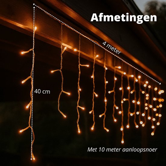 FlinQ 144 LED Warm Wit IJspegelverlichting - Kerstverlichting - Kerstverlichting buiten - Warm wit licht - 14 meter (4,2 meter lichtjes)