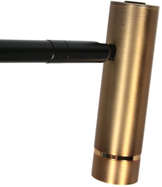 Vloerlamp Lumo 4607BR - moderne zwarte leeslamp met bronzen accent, verstelbaar en dimbaar, Mexlite