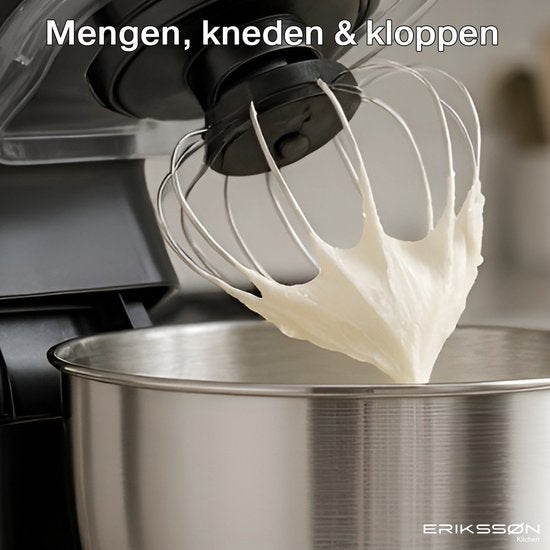 Erikssøn Kitchen Keukenmachine - 8 Snelheidsstanden Met Timer - 5L Mixer met Mengkom - 1400W - Zwart