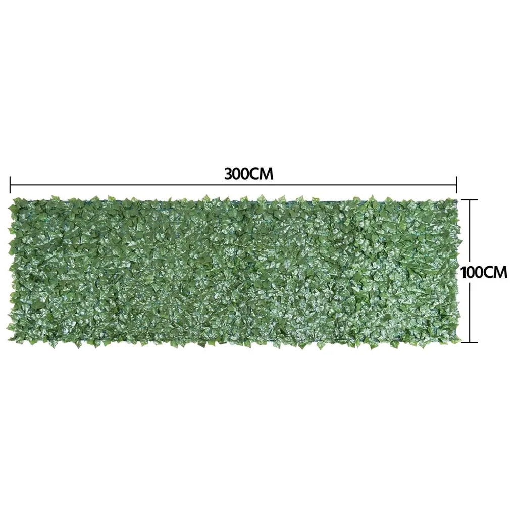 Yaheetech Kunsthaag 300 x 100 cm - Groen - Kunstmatige Klimop Privacy Scherm voor Balkon en Tuin