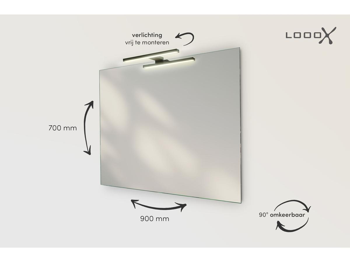 LoooX Badkamerspiegel met LED Licht - Verlichte Spiegel - 70 x 90 cm