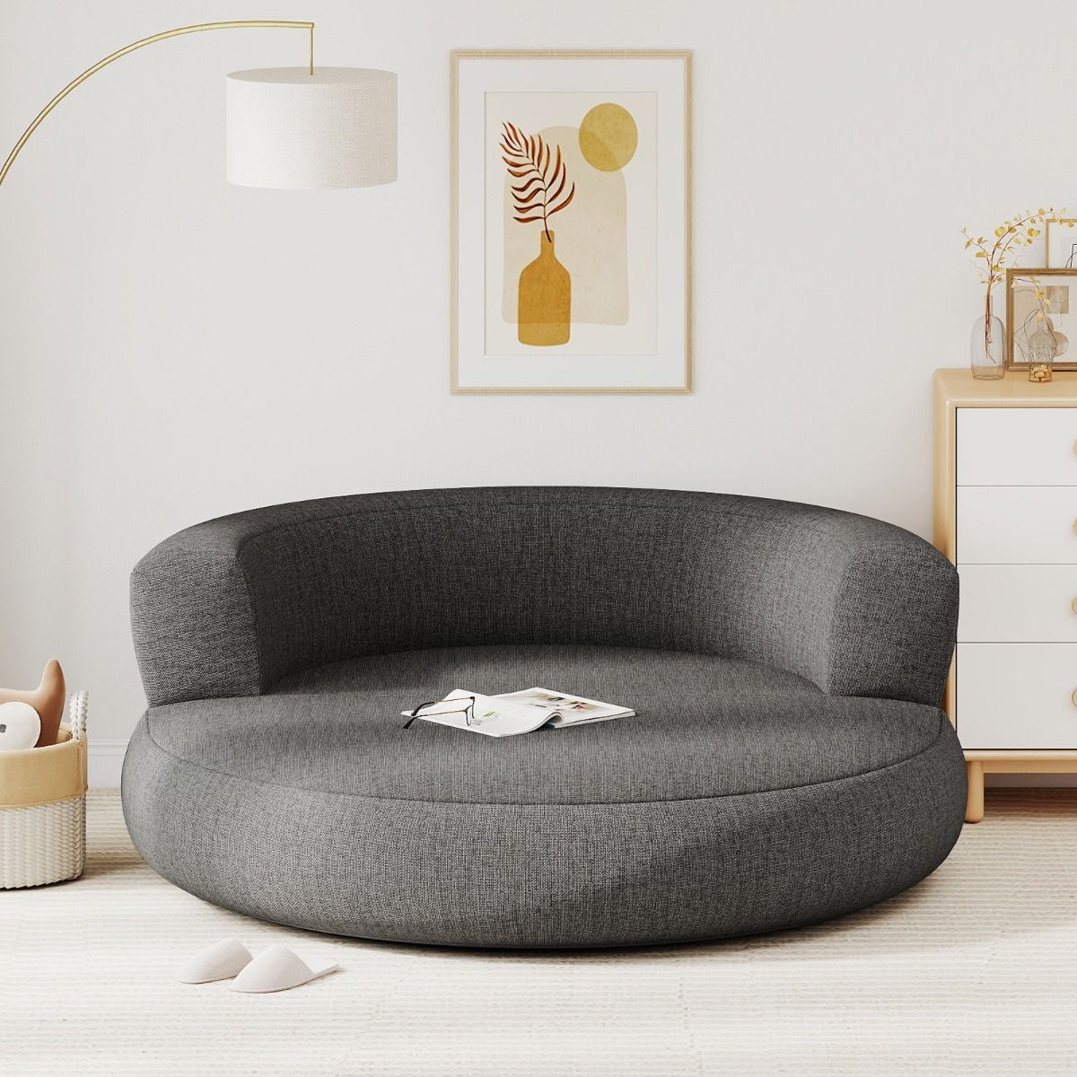 Coast Opblaasbare Bank - ergonomisch ontwerp - afneembare hoes - grijs - 160 x 164 x 61 cm