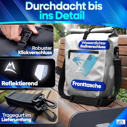 Nextcover AquaShield TPU Bagagedragertas, 100% Waterdicht met Kliksysteem en Rolsluiting, Reflecterend, 28 Liter