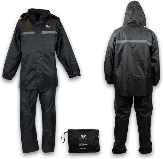 Infinity Goods Regenpak - Dames & Heren - Maat XXL - Waterdicht & Ademend - Reflecterend - Zwart