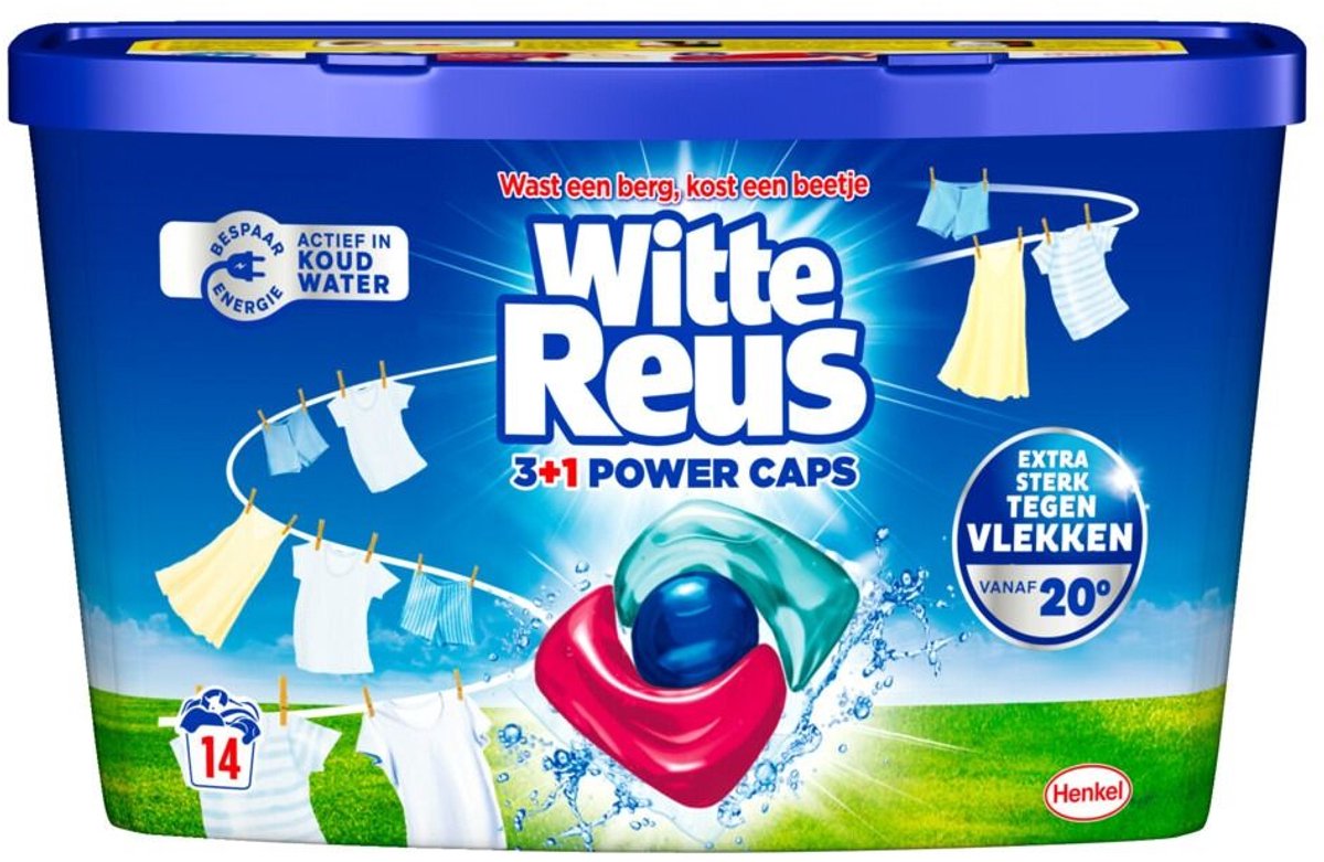 Witte Reus Power Caps Wasmiddelcapsules voor Witte Was – 14 Wasbeurten – 14 Capsules