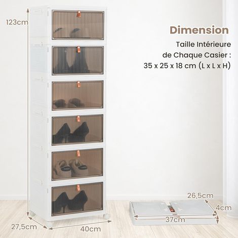 Opvouwbare Opbergboxen met Wielen - 40 x 37,5 x 123 cm - Magnetische Deuren