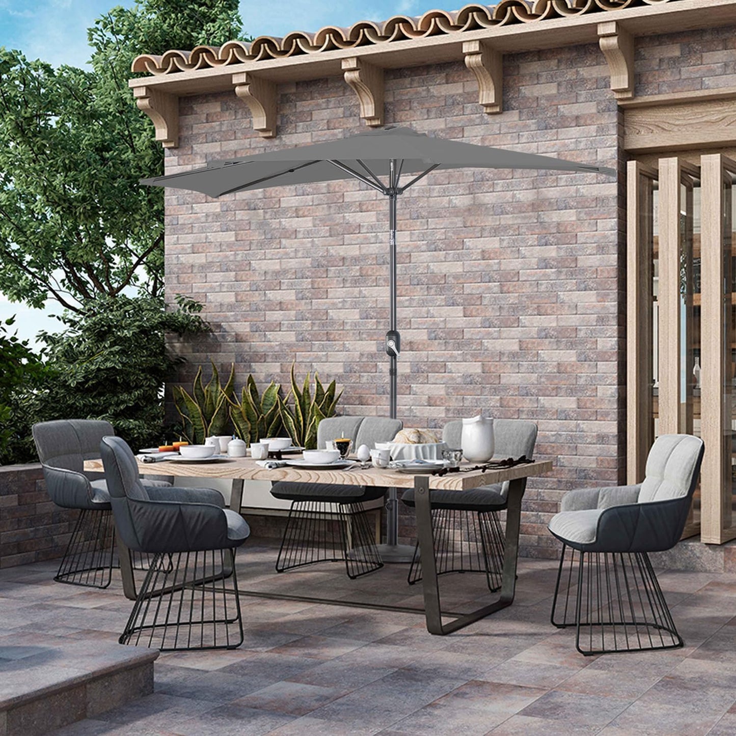 Angel Living Balkonparasol - Halfrond - 265 x 130 cm - Grijs