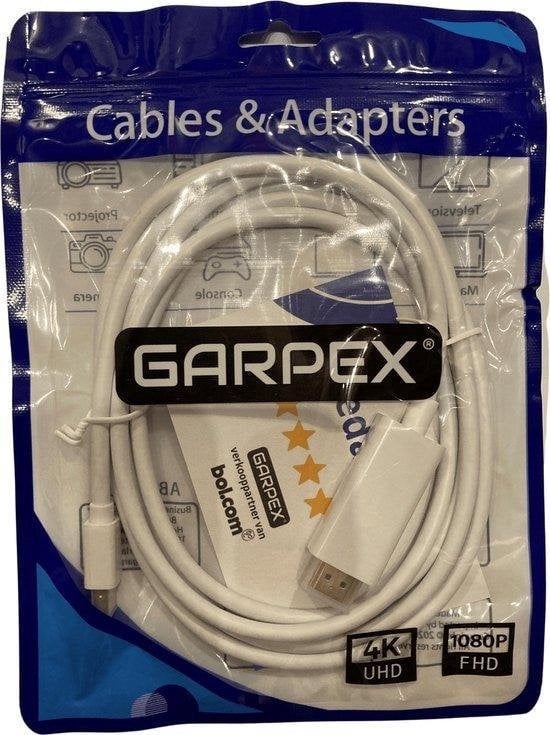 Garpex® Mini DisplayPort naar HDMI Kabel - Mini DP naar HDMI Kabel - HDMI Kabel - 4K 30Hz Ultra HD - Wit - 1.8 meter