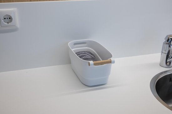 Alpina Opbergmandje - 27 x 14,5 x 12 cm - Kunststof - Houten Handvat