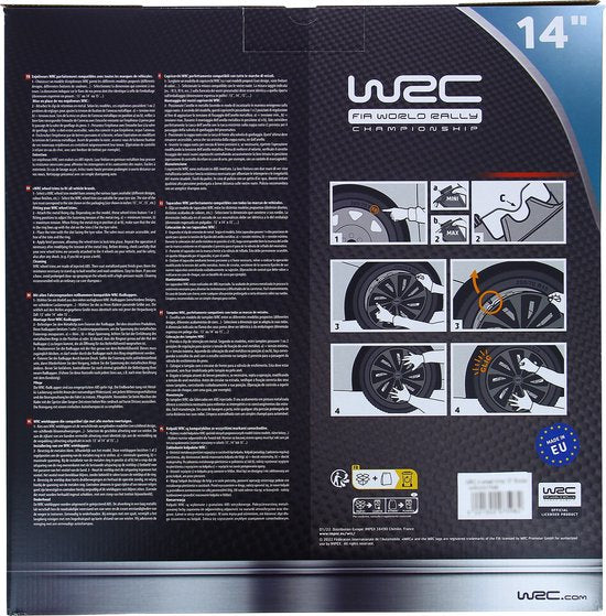 WRC Wieldoppen 14 inch - zilver/zwart - 4st