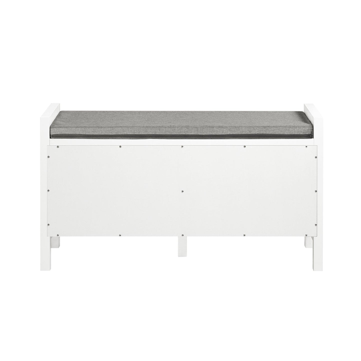 SoBuy FSR63-II-W Opbergbank 91x30x50 cm, Wit, Lage Entree Meubel met Zacht Gekussen en 2 Deuren
