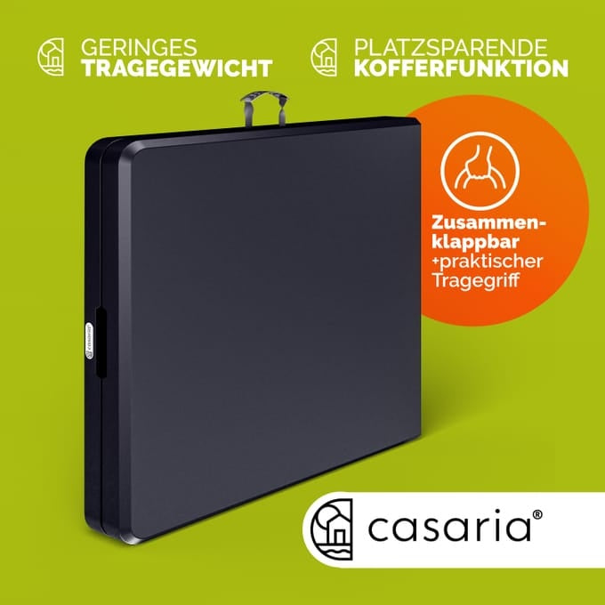 CASARIA Tuintafel - 183x76cm Inklapbaar Weerbestendig – Antraciet