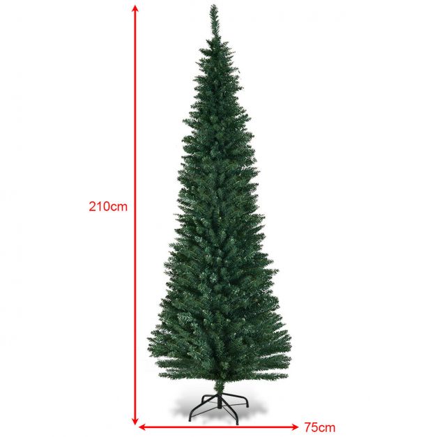 Coast Slim Kunstkerstboom Groen – 76 x 213 cm – Pencil Design met 700 Takpunten en Metalen Standaard