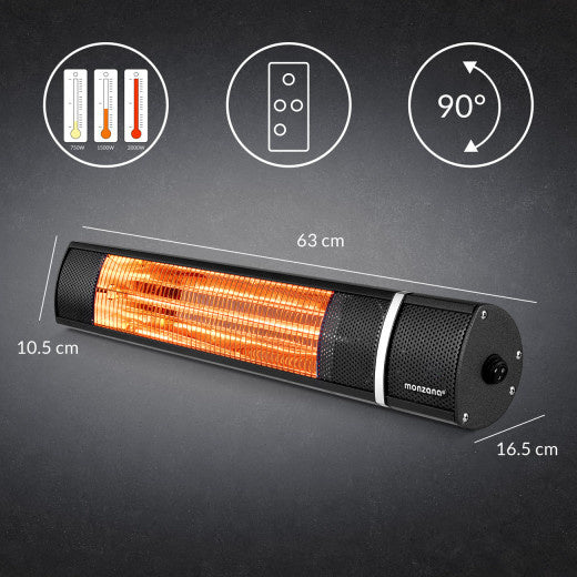 Infrarood wandverwarming 2000W zwart
