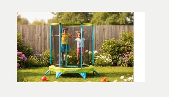 Hudora 65711 - Kinder Trampoline met Veiligheidsnet - 140 CM - Water- en UV-bestendig - Stevig Frame