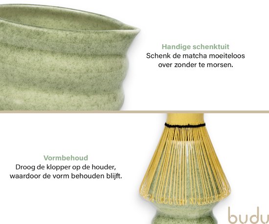 Budu Matchatset 7-delig - Matcha klopper - Matcha kom - Matcha Wisk - Matcha starterkit - Zeef - Cadeauset Matcha - Kerstcadeau