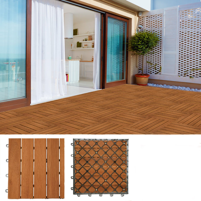 Casaria Acacia houten tegelset van 11 stuks, 30x30cm