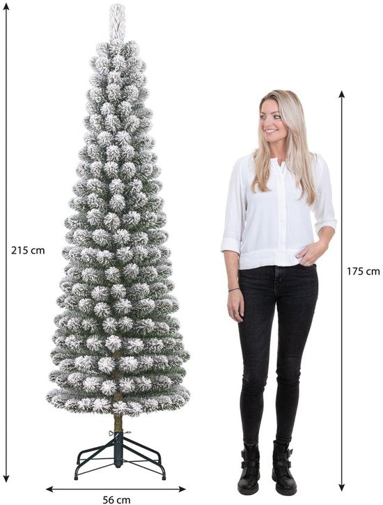 Black Box Trees Kunst Kerstboom - Kunstkerstboom H215 x Ø56 cm - met Sneeuw - Groen Frosted