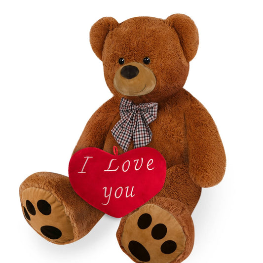 Teddybeer met hart, bruin, 98 cm, knuffelbeer