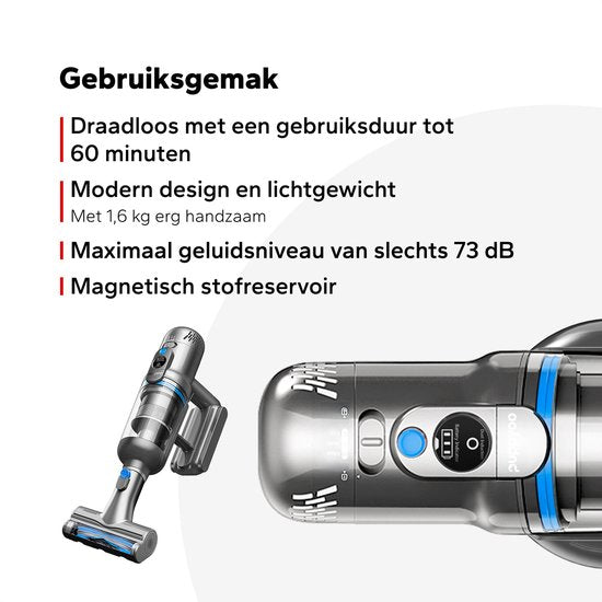 Puppyoo T12 Pure Steelstofzuiger Draadloos met Handstofzuiger - HEPA 12 - Blauw