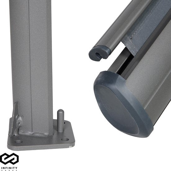 Infinity Goods Uittrekbaar Windscherm – 300 x 140 cm – Uitschuifbaar – Oprolbaar – Zonnescherm – Tuin, Strand, Terras, Balkon, Camping - Privacy – Zijluifel – Weerbestendig - Antraciet