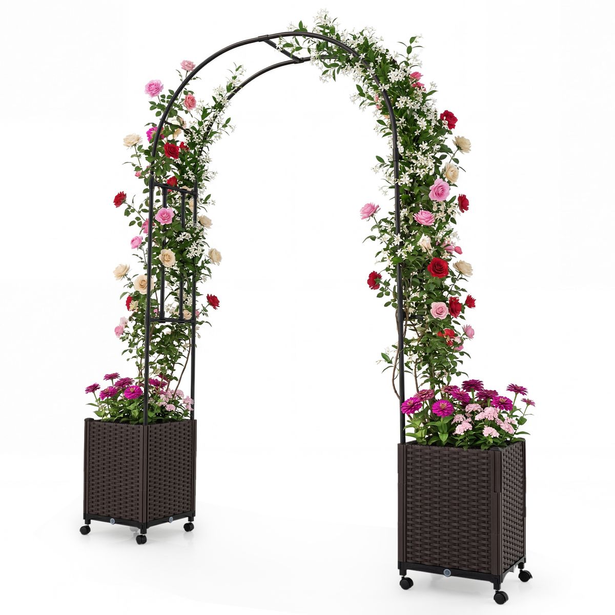 Coast Tuinboog met plantenbakken - zelfbewateringssysteem - modulair ontwerp - zwart - 230 cm