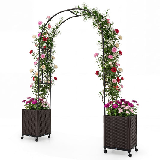 Coast Tuinboog met plantenbakken - zelfbewateringssysteem - modulair ontwerp - zwart - 230 cm