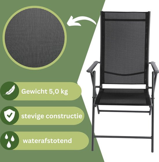 Albatros Aruba Tuinstoelen Set van 2 - Opvouwbare Tuinstoelen met Robuust Metalen Frame en Hoog Draagvermogen - Comfortabele Opvouwbare Stoelen ook als Terrasstoelen of Balkonstoelen