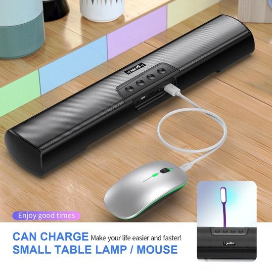 HXSJ Q3 Soundbar PC Speaker - AUX / Bluetooth draadloze - voor desktop computers / notebooks / smart-tvs / projector apparatuur - Zwart