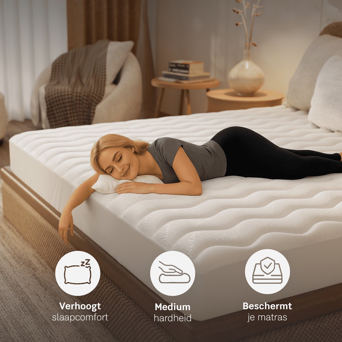 Cozysense Topper 120x200 - Traagschuim Topmatras met Gel-Infused Eierdoos - 3 cm - Wit