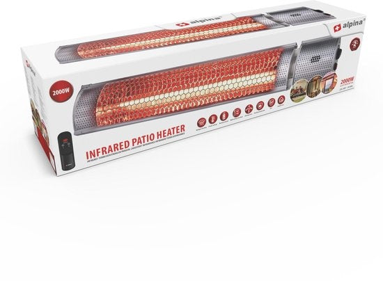 alpina Heater Terrasverwarmer - Elektrisch - Binnen en Buiten - Infrarood - Hangend - met Afstandsbediening - 2000W
