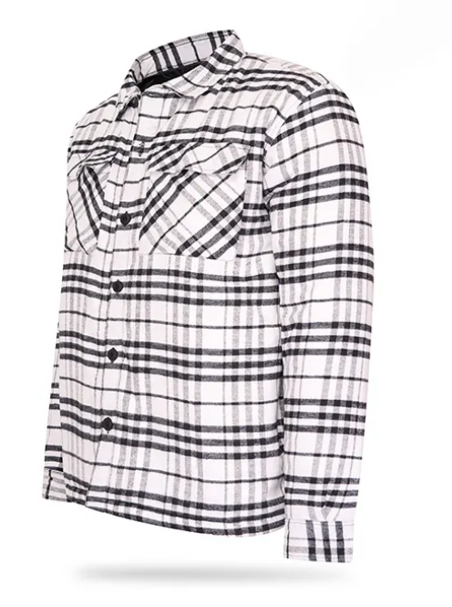 Warm Gevoerd Herenhemd met Ruiten – Flanelhemd Heren - Wit - Xl