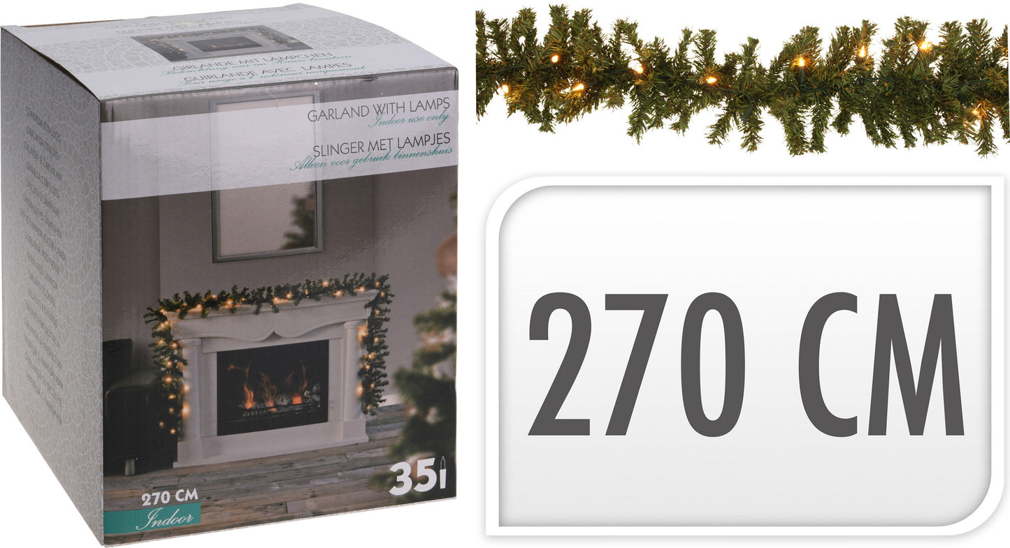 Guirlande - 35 LEDs - timer functie - op batterijen - warm wit - 270cm