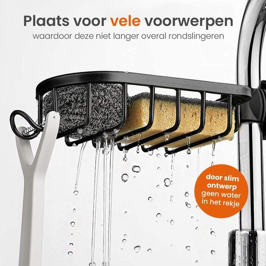 Goliving Doucherek hangend - Doucherekje - Zonder Boren - Keukenrek - Gootsteen Organizer - Badkamer Accessoires - 19,5 cm - Set van 2 - Zwart