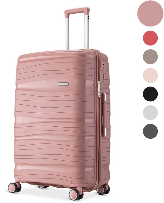 SC Travelin' Charm - 28-inch Grote Reiskoffer - Cijferslot - 75 x 51 x 31 cm - 98L - Lichtgewicht, Waterdicht & Duurzaam - Roze