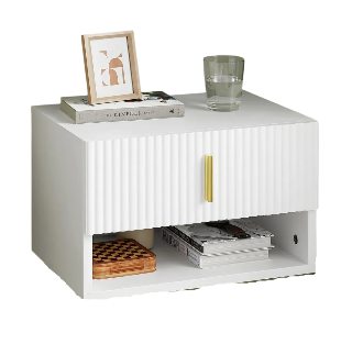 SoBuy Nachtkastje FBT176-E-W - Wit - 40 x 30 x 26 cm - Met Lade en Open Plank
