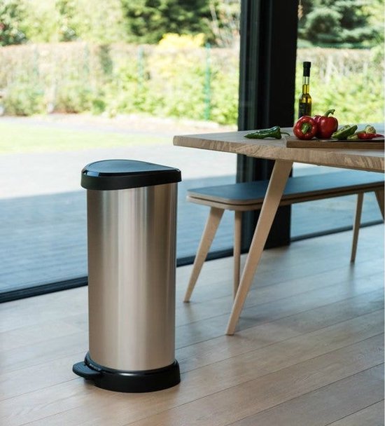 Curver Decobin - Prullenbak - 40 liter - Zilver Metallic
