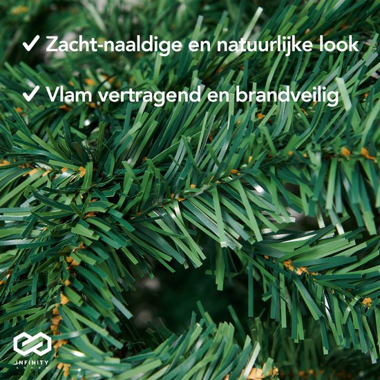 Infinity Goods Kunstkerstboom Met LED Verlichting - 240 cm - Realistische Kunststof Kerstboom - Metalen Standaard - Groen
