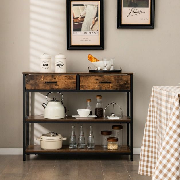 Coast Consoletafel met 2 Stoffen Laden - 100 cm - Metalen Frame - Kantelbeveiliging