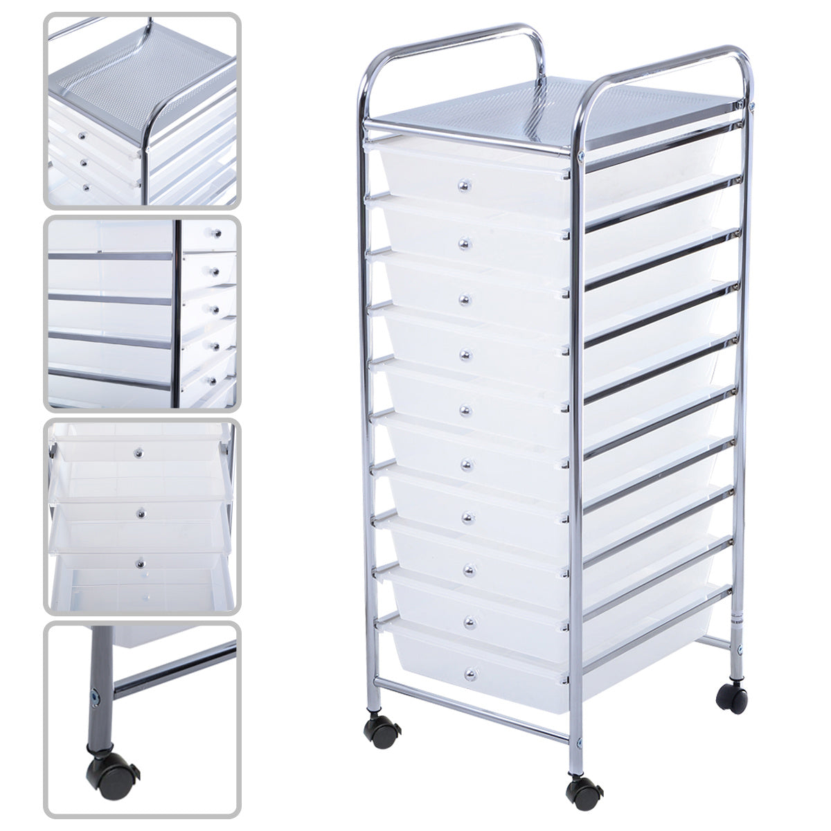 Coast -trolleys met laden Rollecontainer badkamer roller wagen badkamer trolley met 10 stapelbare laden
