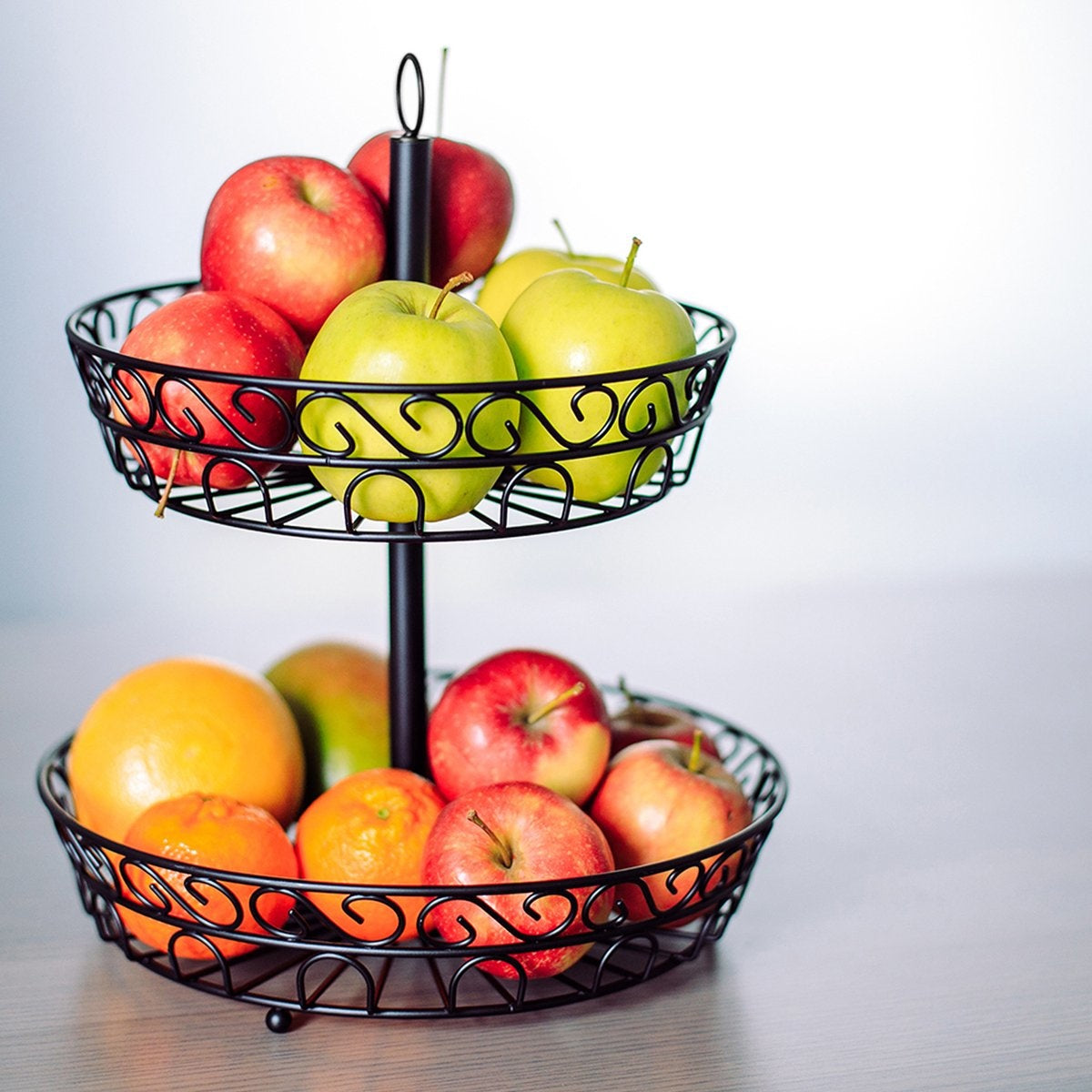 Chefarone Fruit Etagère - Fruitmand – Fruitschaal – Groentemand – Opberger – 2 Laags – Metaal - Zwart