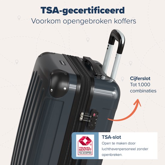 TRVLMORE Kofferset - 2 Delig - 45L Handbagage + 115L Ruimbagage - TSA Slot - Lichtgewicht - Reiskoffer Set - Donkergrijs