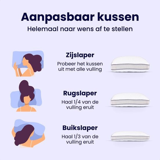 Soulsnooze Memory Foam Hoofdkussen Dawn - Aanpasbaar Design - wit - 50x70cm