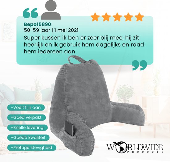 WorldWide products Leeskussen met Armsteunen - Relax kussen memory foam – voor in Bed