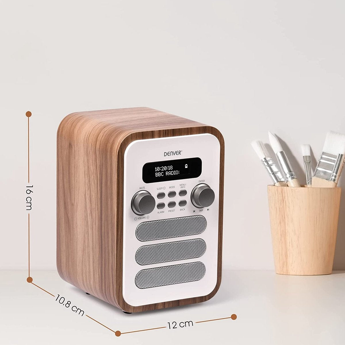 Denver DAB48W DAB+/FM Retro Radio – Bluetooth – 25W – LCD Display – 80 Voorkeurszenders – Wekker & Slaaptimer – Inclusief Afstandsbediening